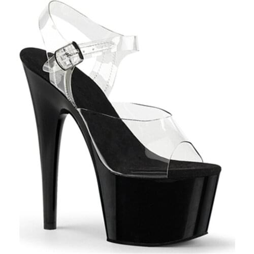 High-heeled crystal sandals 15cm thick waterproof platform model performance catwalk shoes, nightclub pole dance sandals