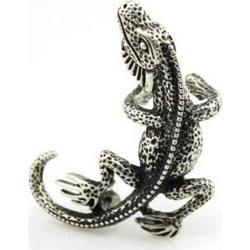 Vintage Gothic Punk Style Chameleon Stud Earring Lizard Shaped Left Ear Clip 2color