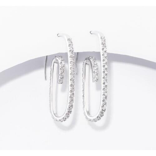 New Clip Design Earrings Gold Silver Color Cubic Zirconia Drop Earrings For Women Party Fashion Jewelry Sample Elegant Gift 2021