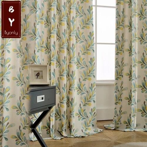 Modern and Simple European Style Printing Curtain Polyester Cotton Window Screen Curtains for Living Room Bedroom Balcony