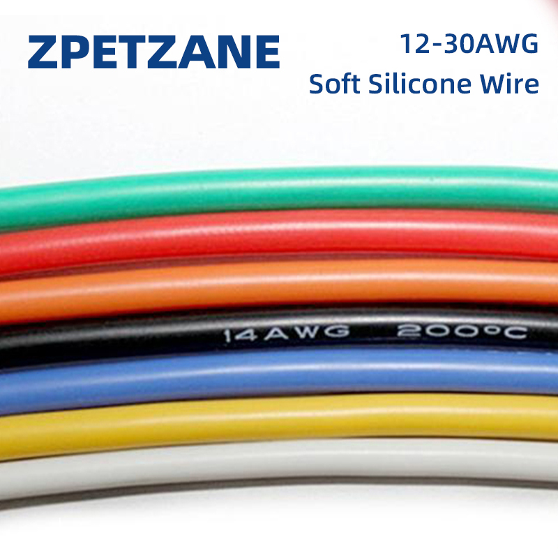 Heat-resistant Cable Copper Soft Silicone Wire 12AWG 14AWG 16AWG 18AWG 20AWG 22AWG 24AWG 26AWG 28AWG 30AWG Stranded Conductor