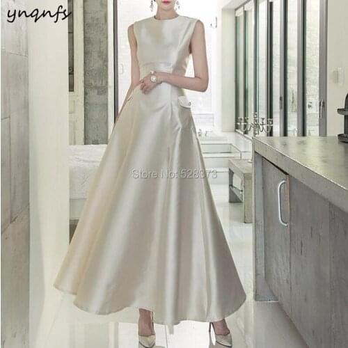 YNQNFS ED179 Real Elegant Sleeveless Champagne Vintage Evening Homecoming Dresses Simple Ankle Length