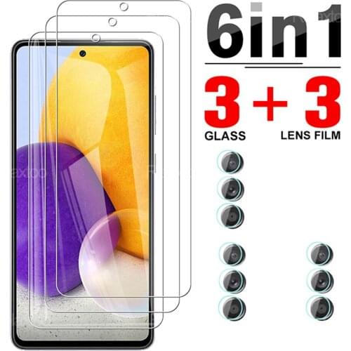 6 In 1 Full Cover Tempered Glasses Protector For Samsung Galaxy A72 4G Or 5G Camera Lens Protective Glass For Sansung A 72 6.7"