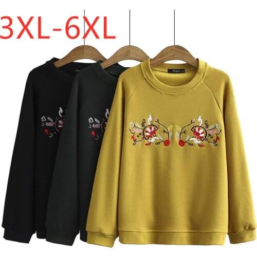 New ladies autumn winter plus size tops for women large pullover long sleeve thick velvet embroidery T-shirt 3XL 4XL 5XL 6XL