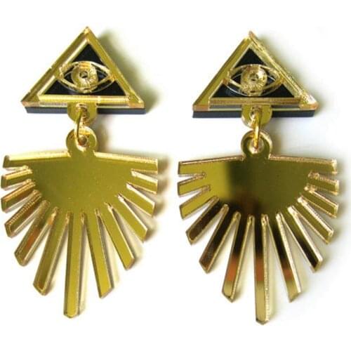 Geometric Gold Color Big Eyes Acrylic Dangle Drop Earrings Rock Punk Resin Irregular Long Earrings For Women Jewelry Accessories