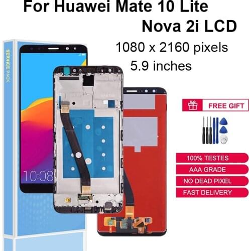 For Huawei Mate 10 Lite LCD Display Touch Screen Digitizer Assembly Nova 2i Replacement Parts RNE-L21 L22 L01 L02 L11 With Frame