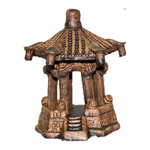 1 piece ceramics hexagonal pavilion fish tank landscaping aquarium ornaments rockery bonsai big/small pavilion