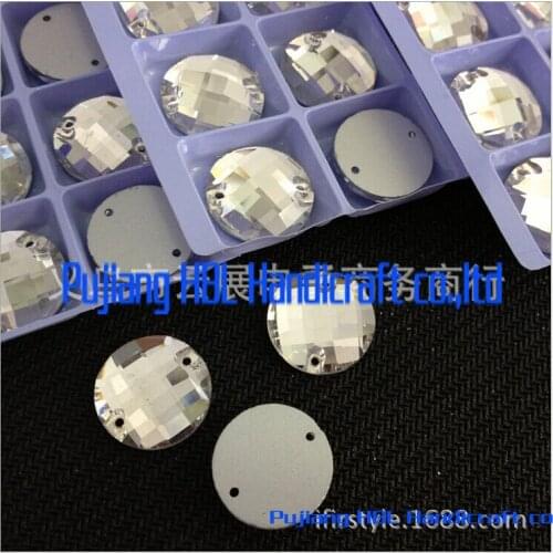 10-18mm Grids White Clear Circular Flat Back Glass Sewing On Crystal Stone For Wedding Dress Garment