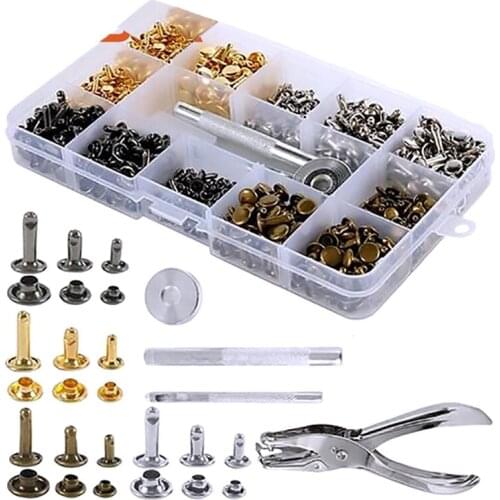 360 Sets of Boxed 6mm 8mm Double-Sided Rivet Round Cap Rivet Leather Paving + Installation Tool Kit + Pliers