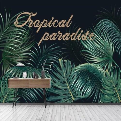 Milofi custom 3D wallpaper mural European retro plant rainforest banana leaf background wall living room bedroom decoration pain