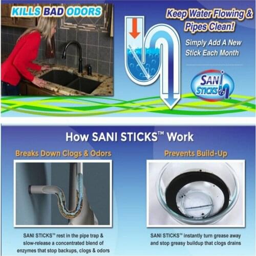 48pcs/row Pack Sani Cleaing Sticks Keep Your Drains Pipes Clear and Odor Free shipping AS TV sani sticks