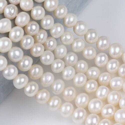 7-8mm High Quality White Natural Freshwater Pearl String Potato Shape Loose Beads DIY Bracelet Necklace Accessories
