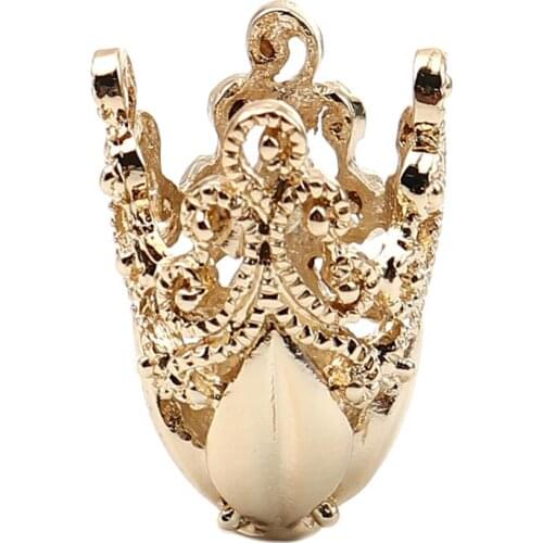 8Seasons Metal Beads Caps Oval Gold Color Filled Filigree DIY Earrings Jewelry (Fit Beads Size: 20mm Dia.) 30mm x 20mm, 2PCs