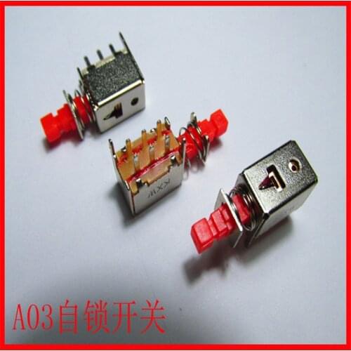 A03 PS-22F03 Straight key switch six feet with lock self-locking blue shaft with spring switch button