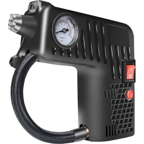 Vehicle Air Pump electric 12V portable handheld Inflator Tire pressure gauge Metal safety hammer Emergency flashing light