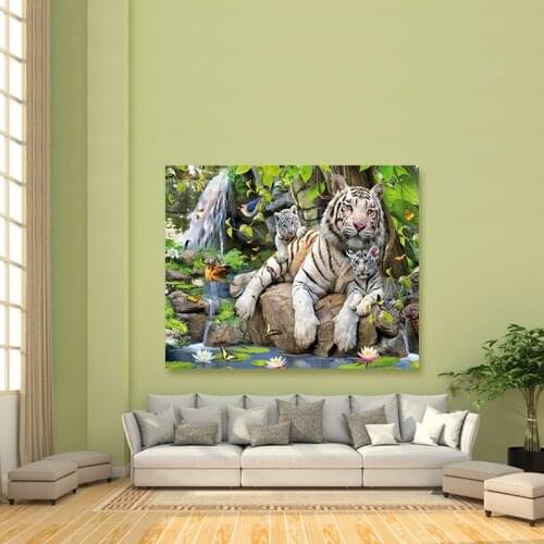Bengal White Tiger Northeast Tiger Animal Black and White Tiger DIY Hand-painted paint by number art painting by numbers