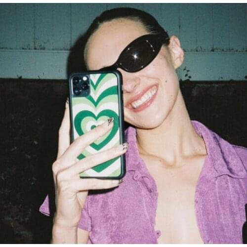 Matcha Green Love Heart PC+TPU Phone Cover Case for IPhone 6 6S 7 8 Plus X Xs XR 11 12 Mini Pro Max Fundas HYPC012