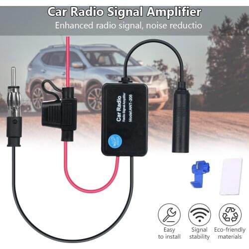 Black Car Radio Antenna Amplifier 12V Car Aerials Fm Am Radio Signal Amp Amplifier Booster 80-108Mhz For Marine Boat Auto
