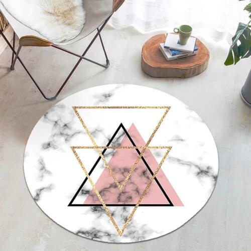 Home Nordic Geometric Round Carpets For Living room coffee table floor mat Creative marble stripe bedroom decor rug and Carpet