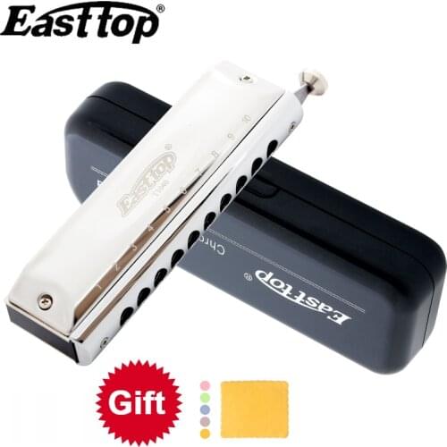 Easttop 10 Hole 40 Tone Harmonica Chromatic Harmonica Key of C with Case for Professional Player Adult Beginner Students