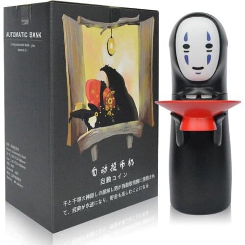 21cm Spirited Away Piggy Bank Kaonashi Faceless Man action figure Figures Toy Smart Anime Gift Automatic Eaten bank
