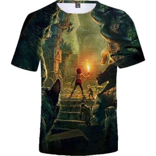 The Jungle Book Men Oversized T-shirt Summer Fashion Short Sleeve Chidlren Cartoon T Shirt Streetwear 3D Printed Kids Tee Tops