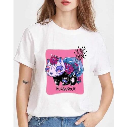 Japanese Harajuku T Shirts Women Kawaii Pikachu Funny Cartoon T-shirt 90s Cute Print Tshirt Fashion Streetwear Top Tees Female