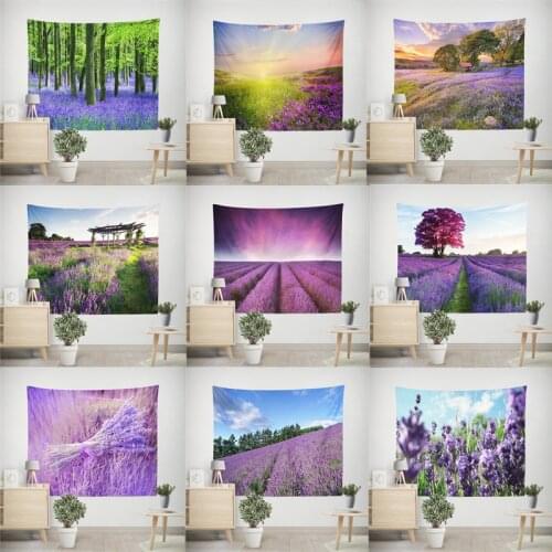 Lavender Flower Tapestry Lavender Printed Decorative Mandala Wall Hanging Tapestries Carpet Blanket Beach Towel Table Cloth