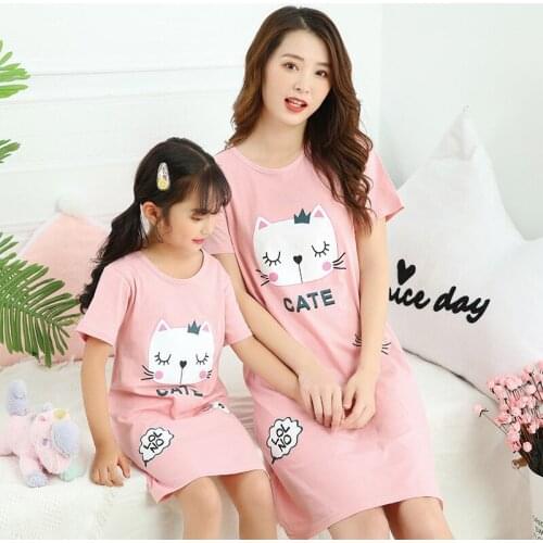 Unicorn Cotton Nightdress Little Teen Girl Pajamas Dresses Children Cartoon Summer Nightgown Homewear Kids Sleepwear Sleepdress