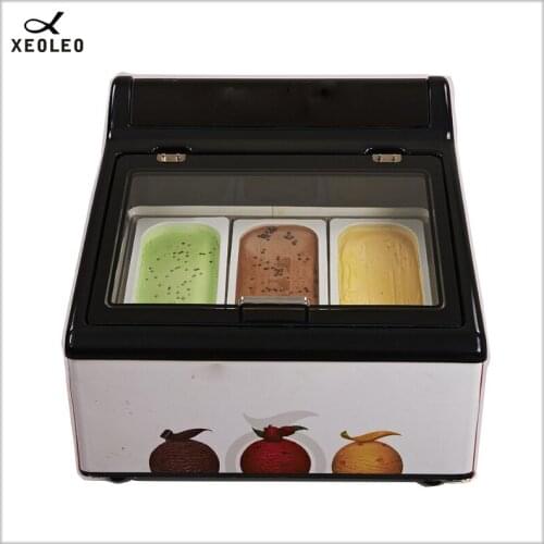 XEOLEO Ice cream display showcase 3 Pots hard Ice cream Showcase 2000W Commercial Ice cream freezer Freezing machine -16~-20