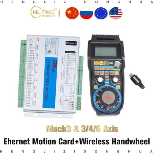 Mach3 Controller Kit XHC 2MHz Ethernet Breakout Board 3 4 6 Axis Motion Control Card With MPG Wireless Pendant Handwheel WHB04B