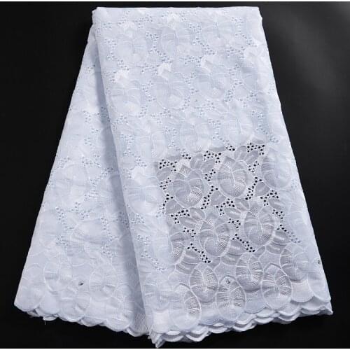 SJD LACE Beautiful White African Fabric 2021 New Swiss Voile Fabric Embroidery Nigeria Fabric For Women Wedding Dressing A 2360