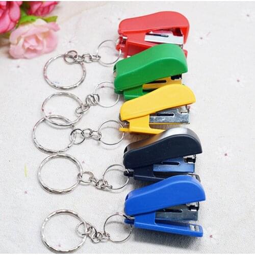 1Pc Mini Stapler Key Chain Ring Keychain School Office Supplies Stationery