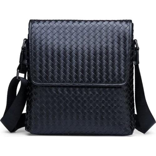 Fashion Business PU Leather Handbag Casual Shoulder Bag Waterproof Diamond Lattics Crossbody Bag for Men Messenger Bag ZX-072