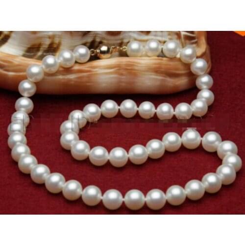 Fashion AAA+ 9-10mm white fresh water pearls necklace 17" Factory Wholesale price Women Giftword Jewelry