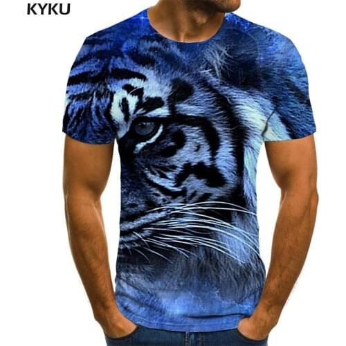 KYKU Brand Animal T shirt Men Tiger Tshirt Printed Galaxy Funny T shirts Nebula T-shirts 3d Mens Clothing T shirts Printed Male