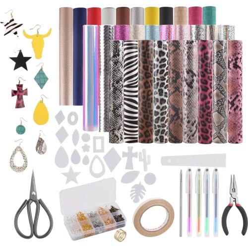 30 Pieces Leather Earring Making Kits Faux Leather Sheets, Cut Templates