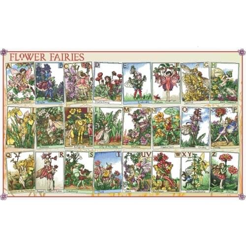 16/18/28CT Top Quality Beautiful Lovely Counted Cross Stitch Kit Flower Fairies Alphabet Alphabetic Letters Words