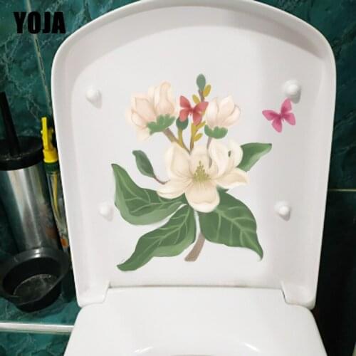 YOJA 19.8X21.7CM Flowering Branch Butterfly Fresh Living Room Wall Sticker WC Decor Toilet Seat Decal T1-2096