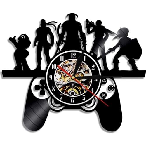 Retro Games Vinyl Record Wall Clock Game Room Game Controllers Wall Art Decorative Vintage Wall Clock Pop Games Gift For Boys