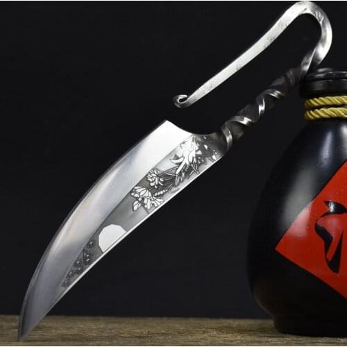 Newest 6 Inch Handmade Viking Knives 7Cr17MoV High Carbon Steel Hunting Machete Lotus Veins Utility Kitchen Knives Steel Handle