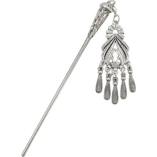 2018 New Retro Hairpin Chinese Hair Stick Vintage Tassel Floral Headwear Antique