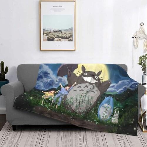 Totoro Blanket Flannel Winter Anime Miyazaki Breathable Ultra-Soft Throw Blankets for Bedding Bedroom Quilt