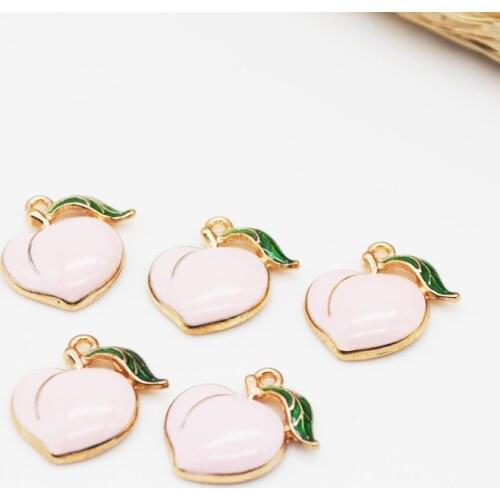 20pcs/pack Fruit Peach Enamel Charm 16*17mm Zinc Alloy Earrings DIY Metal Oil Drop Pendant Jewelry Handmade