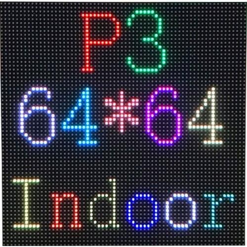 Full Color P3 Indoor LED Panel 192*192mm 64*64dots 1/32 Scan RGB SMD3535 HUB75 LED Display Module