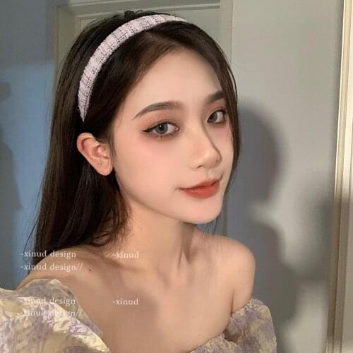 Retro college style striped headband matching plaid headband wide brim hair clip hair accessory lovely fairy headpiece