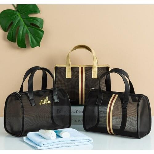 Portable Storage Bag Large Capacity Bath Bag Mesh Swimming Beach Case Travel Toiletry Cosmetic Bag