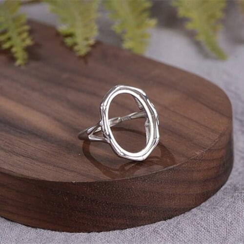 Ring Blank (13x18mm Oval Blank) Long-Lasting White Gold Plated 925 Silver Ring Base Adjustable Ring Setting R953B