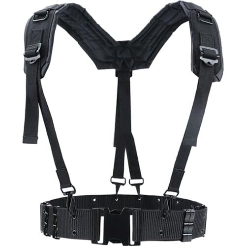 HS Adjustable Tactical Lightweight Waist Belt Harness Set for Outdoor Military Shoulder Waist Protective Band for Adult