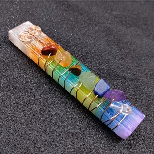 Rose Gold Color Wire Wrap Irregular Shape Gypsum Pendant with Many Style Small Stone Healing Chakra Jewelry